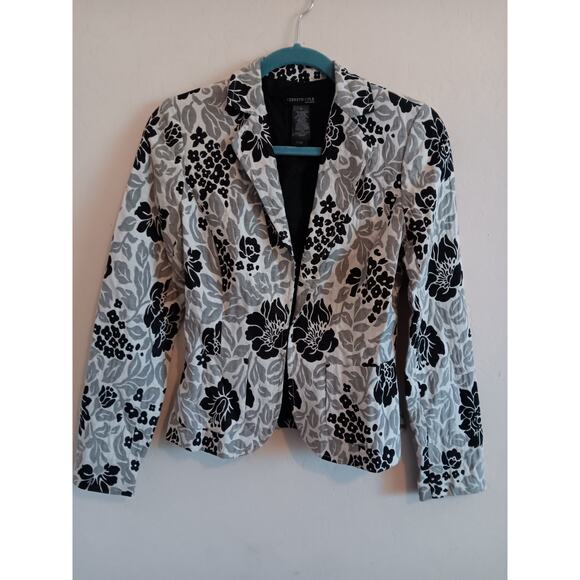 Kenneth Cole New York Blazer, Women's Size 2, Lined, Floral, Black Gray WhiteEUC - Picture 1 of 6
